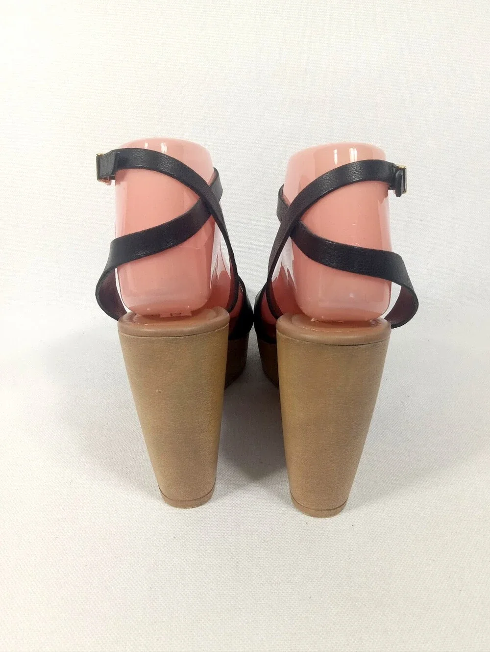 STEVE MADDEN Black Wedge Platform Sandals with Ankle Strap Women's Size 8.5